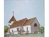 Churchyard in teh 18C showing chest tombs.