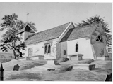 Churchyard in teh 18C showing chest tombs.